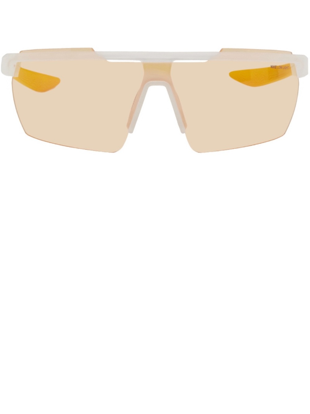 Nike Matte Crystal White Shield Sunglasses with Orange lenses